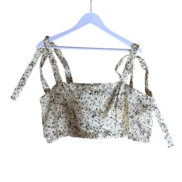 Nicholas NWT Wylda Linen Tie Strap Crop Top in Charlsbury Olympic - Picture 8 of 11